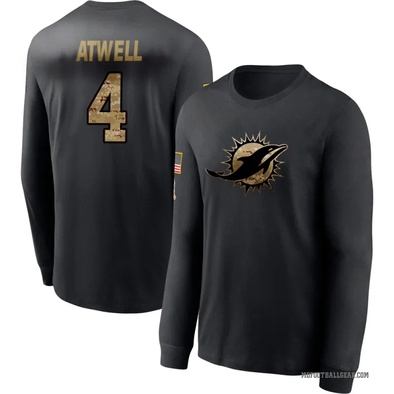 Tutu Atwell Men's Black Miami Dolphins 2020 Salute To Service Sideline Performance Long Sleeve T-Shirt