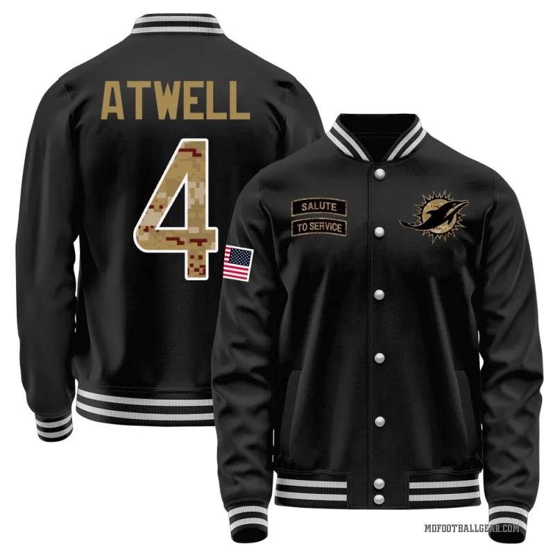 Tutu Atwell Men's Black Miami Dolphins Salute to Service Sideline Performance Jacket