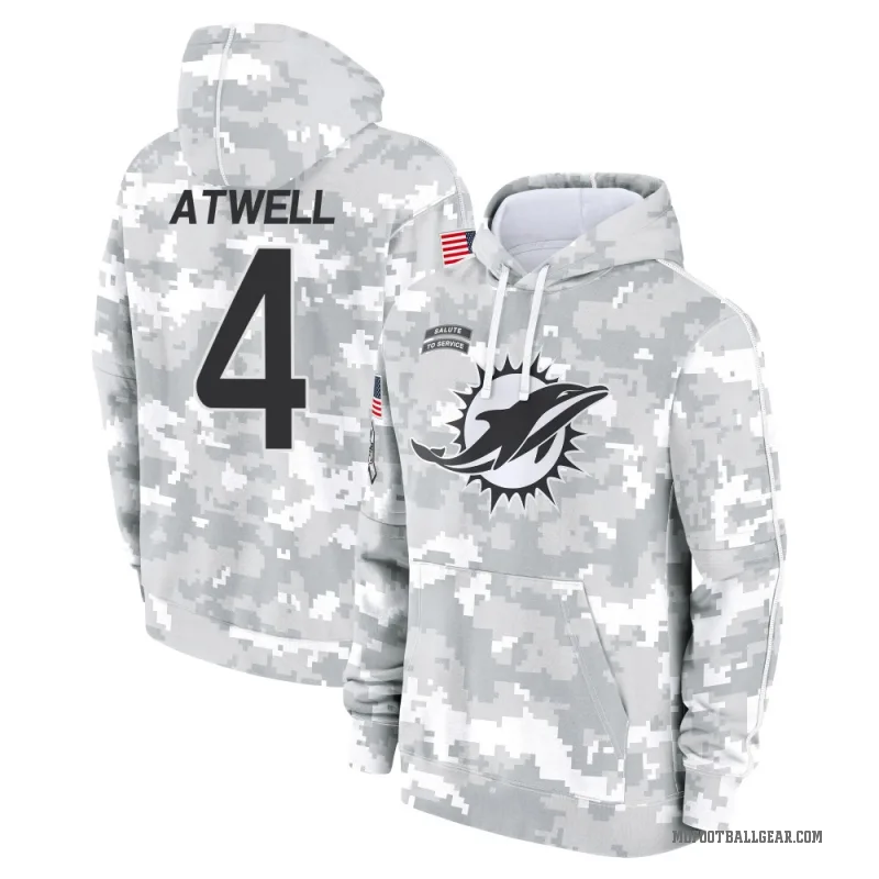 Tutu Atwell Men's Camo Miami Dolphins Arctic 2024 Salute to Service Club Fleece Pullover Hoodie