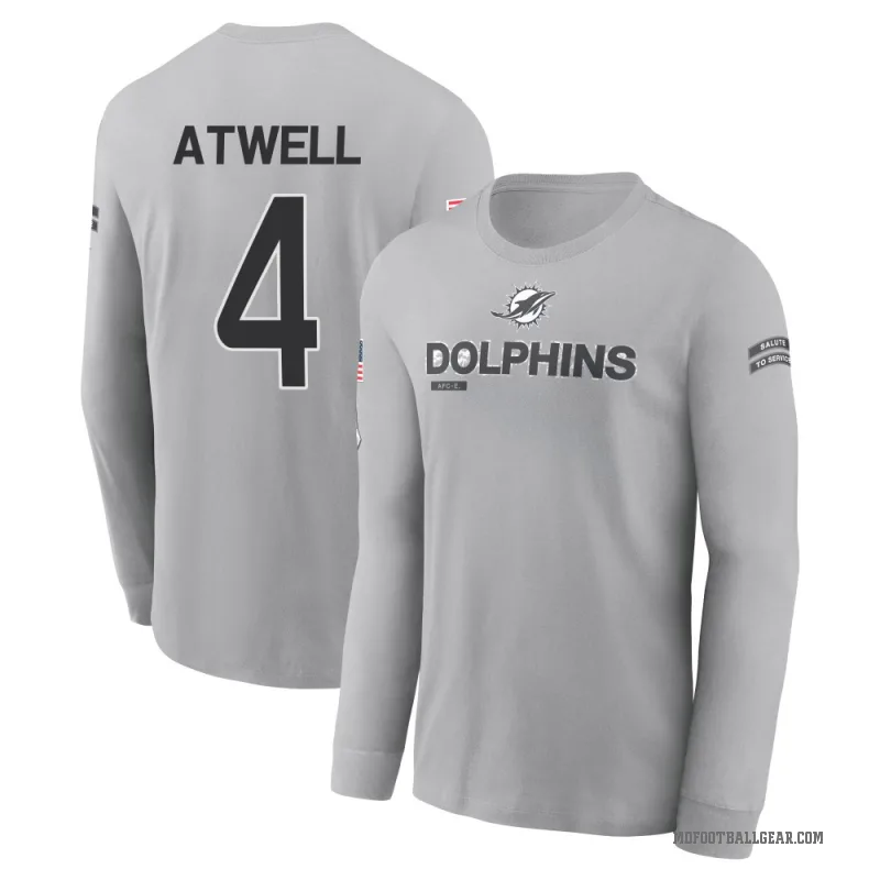 Tutu Atwell Men's Gray Miami Dolphins 2024 Salute to Service Long Sleeve T-Shirt
