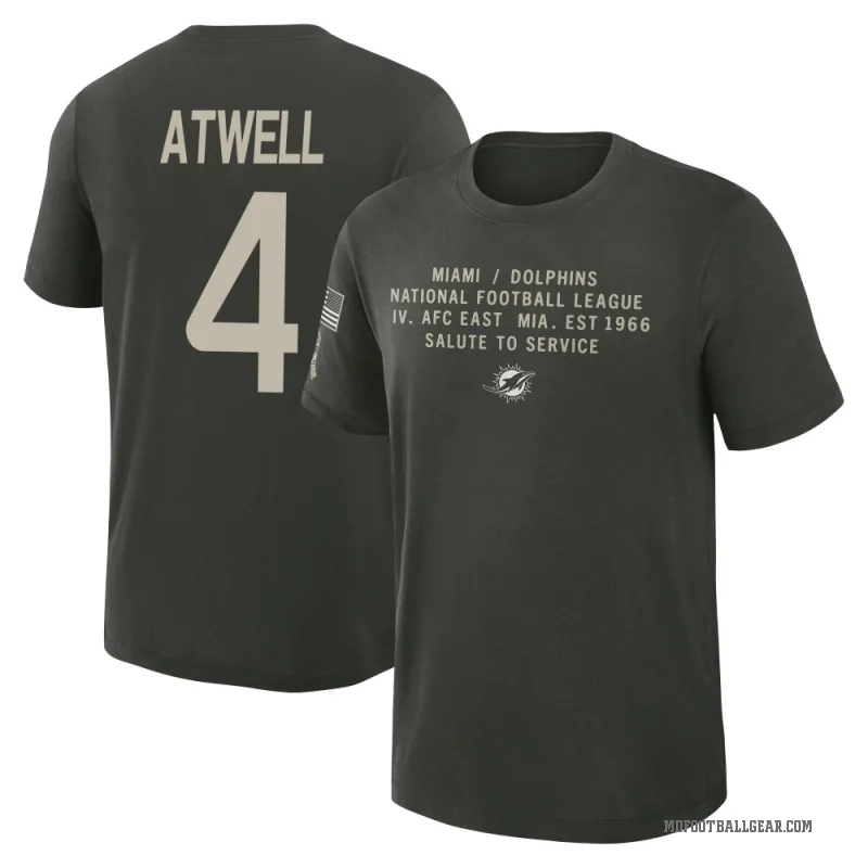 Tutu Atwell Men's Green Miami Dolphins Dark/ 2025 Salute to Service Sideline Slub T-Shirt