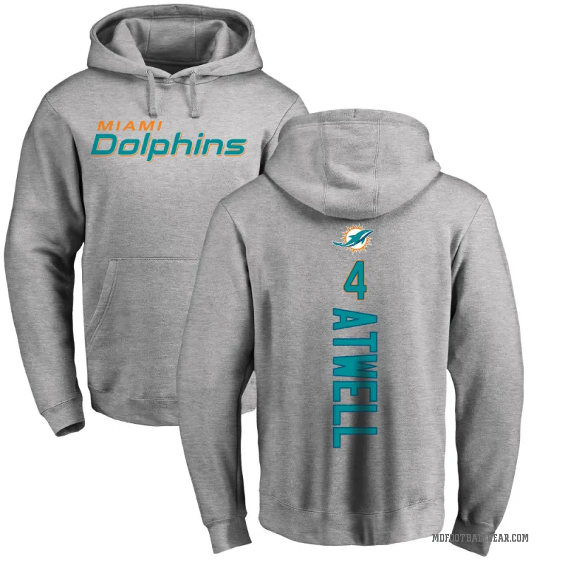 Tutu Atwell Men's Miami Dolphins Pro Line Ash Backer Pullover Hoodie