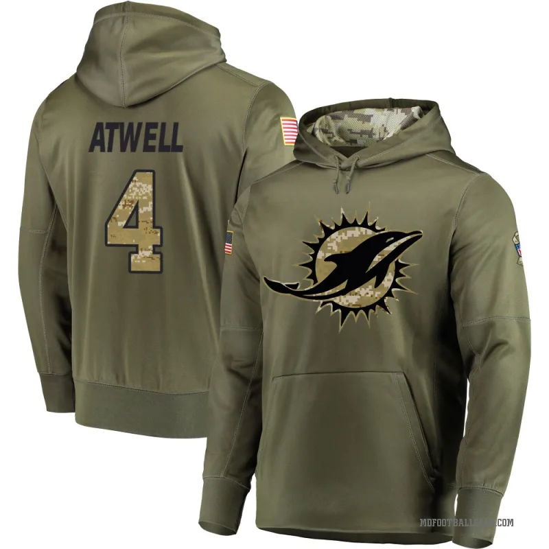 Tutu Atwell Men's Olive Miami Dolphins Salute to Service Pullover Hoodie