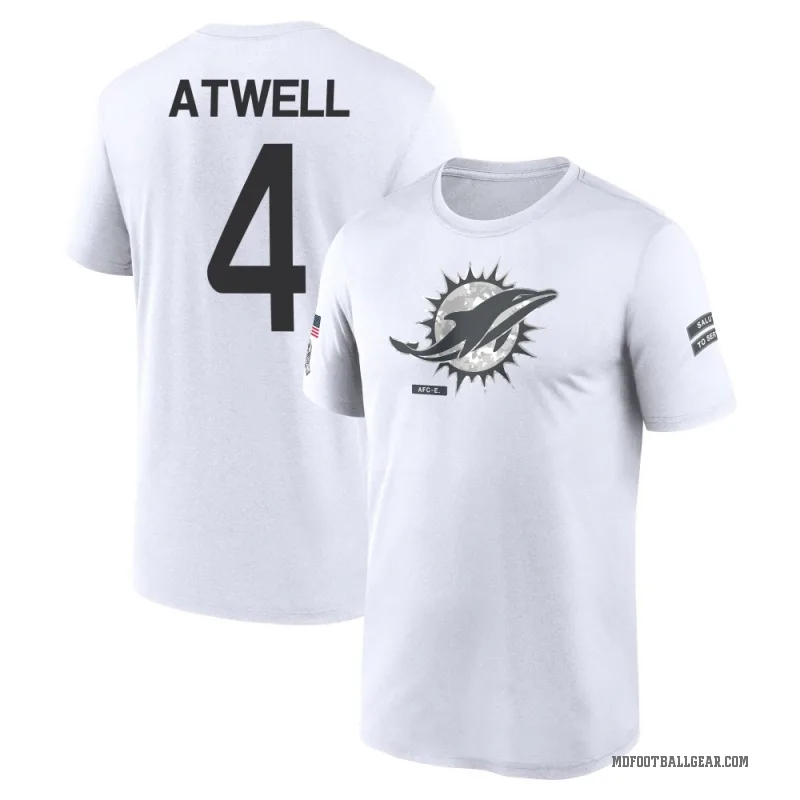 Tutu Atwell Men's White Miami Dolphins 2024 Salute to Service Performance T-Shirt