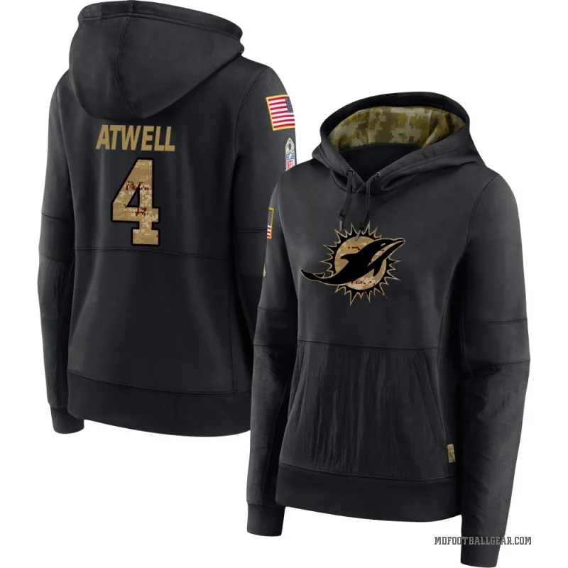 Tutu Atwell Women's Black Miami Dolphins 2020 Salute to Service Sideline Performance Pullover Hoodie