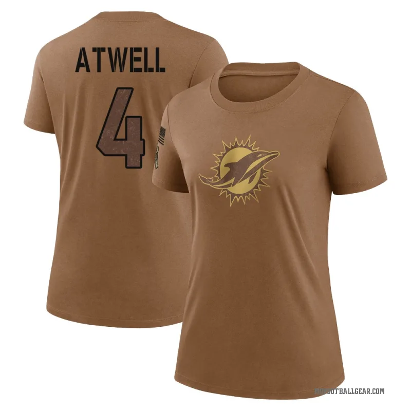 Tutu Atwell Women's Brown Miami Dolphins 2023 Salute To Service Performance T-Shirt