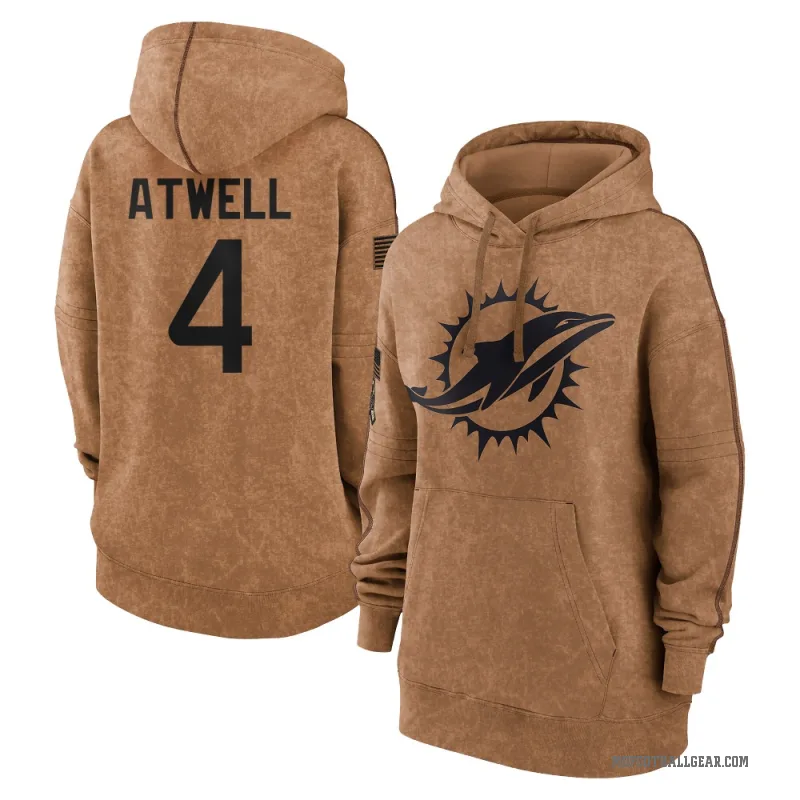 Tutu Atwell Women's Brown Miami Dolphins 2023 Salute To Service Pullover Hoodie