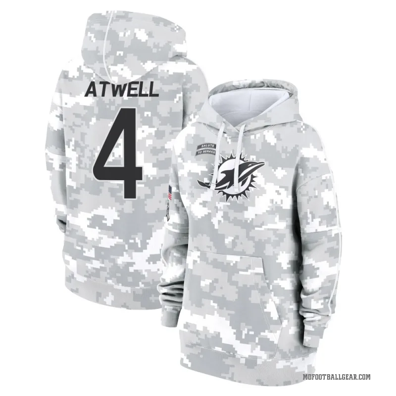Tutu Atwell Women's Camo Miami Dolphins Arctic 2024 Salute to Service Club Fleece Pullover Hoodie