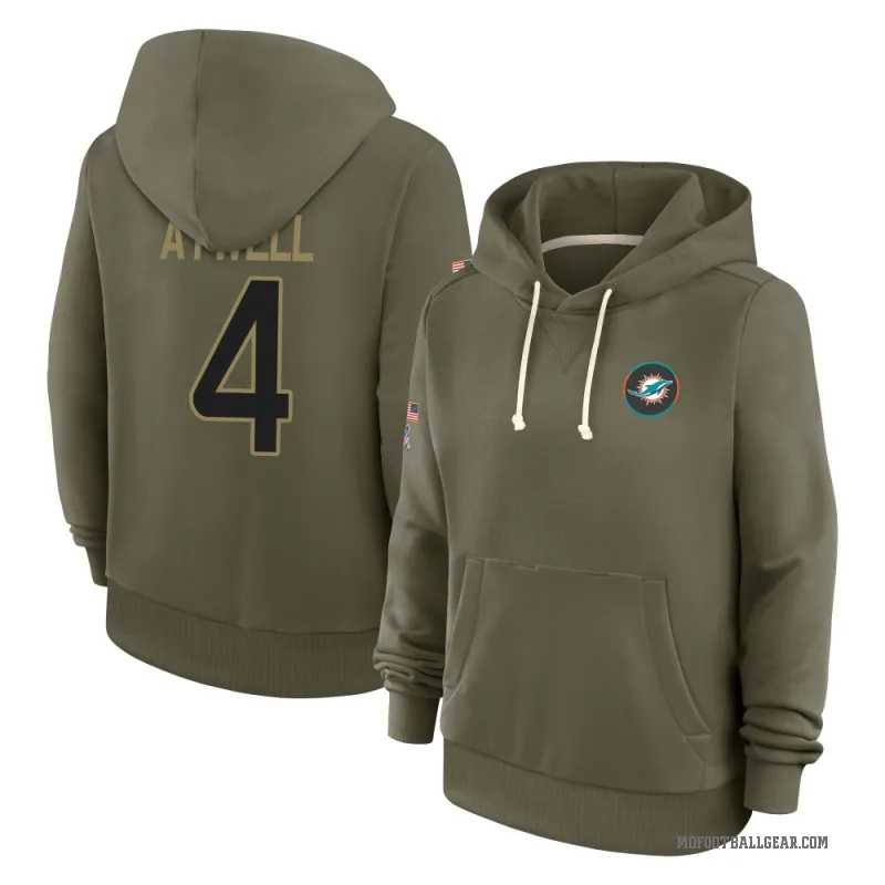 Tutu Atwell Women's Olive Miami Dolphins 2025 Salute to Service Hoodie
