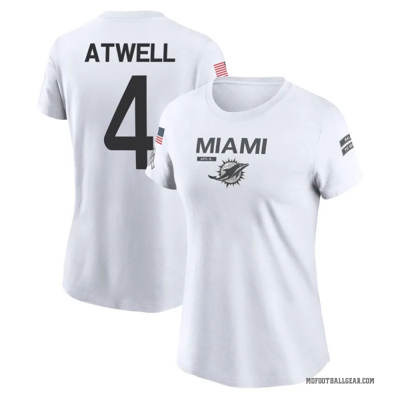 Tutu Atwell Women's White Miami Dolphins 2024 Salute to Service Performance T-Shirt