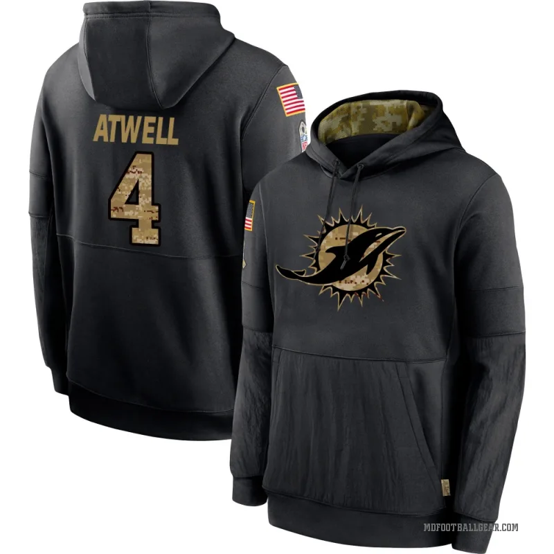 Tutu Atwell Youth Black Miami Dolphins 2020 Salute to Service Sideline Performance Pullover Hoodie