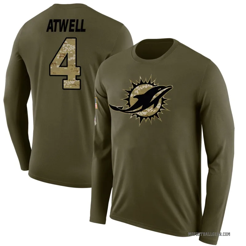 Tutu Atwell Youth Olive Miami Dolphins Salute to Service Sideline Long Sleeve T-Shirt