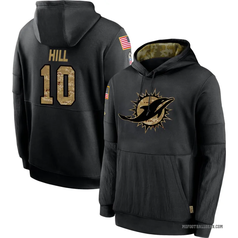 Tyreek Hill Youth Black Miami Dolphins 2020 Salute to Service Sideline Performance Pullover Hoodie