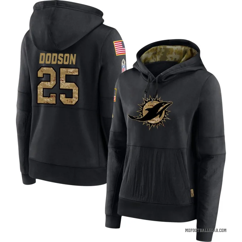 Tyrel Dodson Women's Black Miami Dolphins 2020 Salute to Service Sideline Performance Pullover Hoodie