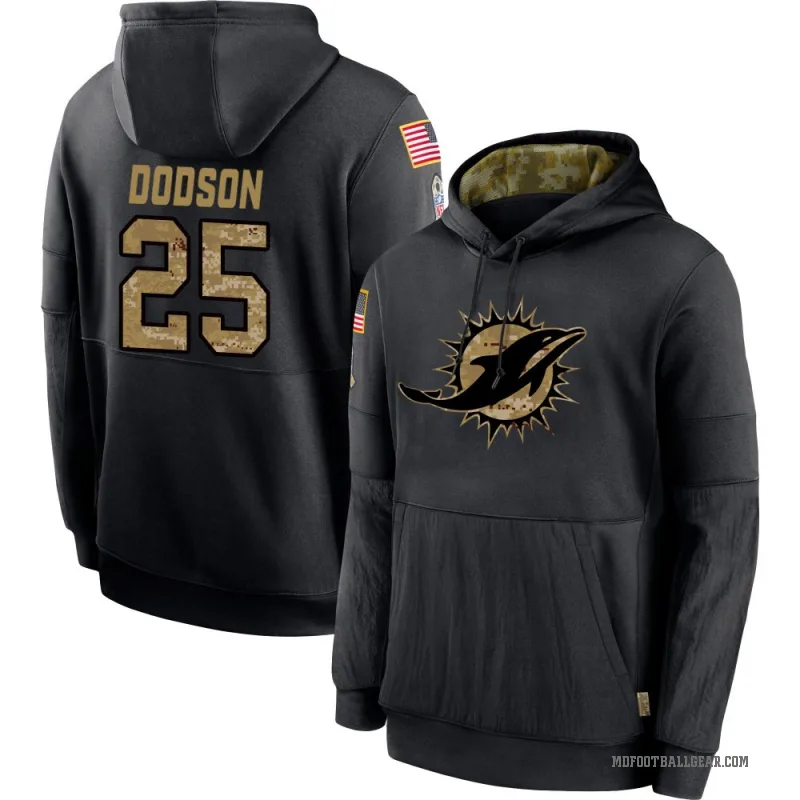 Tyrel Dodson Youth Black Miami Dolphins 2020 Salute to Service Sideline Performance Pullover Hoodie